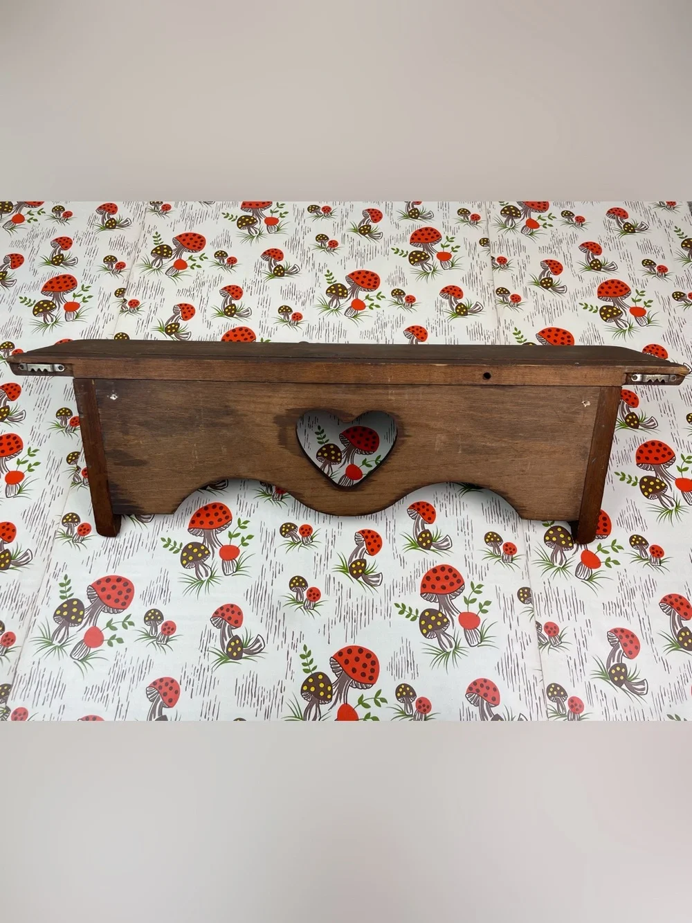 Vintage Heart Shelf Dark Colored Wooden Trinket Display